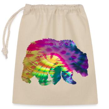 Bär Silhouette Tie Dye Batik Muster - Verschließbarer Geschenkbeutel aus Baumwolle (25x30cm) - Natur - Vorne