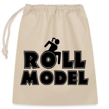 Female wheelchair user is a role model * - Closable cotton gift bag (25x30cm) - nature - Front