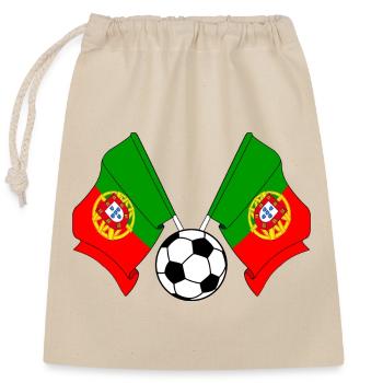 Deux drapeaux portugais avec un ballon de football - Sac cadeau en coton avec cordon (25 x 30 cm) - nature - Devant