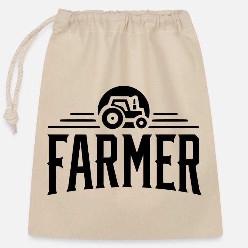 Farmer - Proud - Closable cotton gift bag (25x30cm) - nature