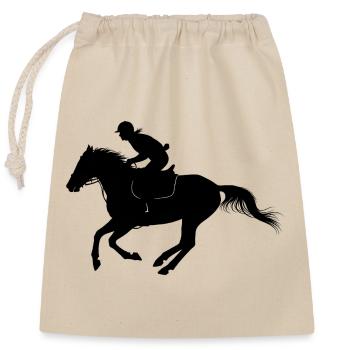 Elegant Horse Black Silhouette - Closable cotton gift bag (25x30cm) - nature - Front