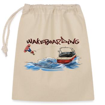 Wakeboarding Action Motif - Closable cotton gift bag (25x30cm) - nature - Front