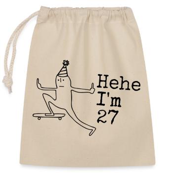 27th Birthday Gift Funny 27 Years 27th - Closable cotton gift bag (25x30cm) - nature - Front