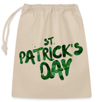 Grüne Blatt-Typo St Patrick's Day - Verschließbarer Geschenkbeutel aus Baumwolle (25x30cm) - Natur - Vorne