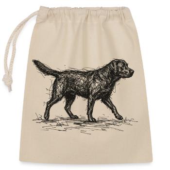 Labrador Sketch – Minimalist Dog Design - Closable cotton gift bag (25x30cm) - nature - Front