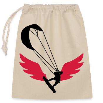 Kiteboarding Kitesurfing Kitesurf Kitesurfer Kiter - Closable cotton gift bag (25x30cm) - nature - Front
