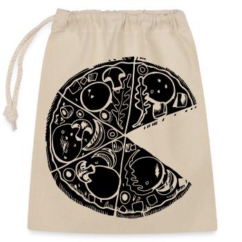 Pizza Partnershirt Stück Valentines Day for black - Verschließbarer Geschenkbeutel aus Baumwolle (25x30cm) - Natur - Vorne
