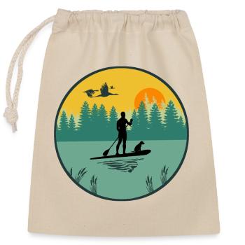 standup paddeln - Verschließbarer Geschenkbeutel aus Baumwolle (25x30cm) - Natur - Vorne