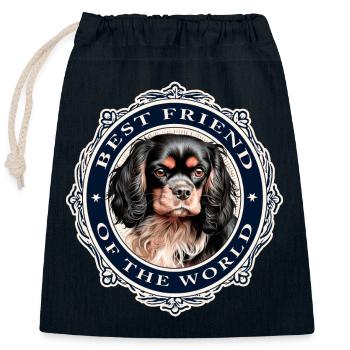 Best Friend Of The World Cavalier Black & Tan - Closable cotton gift bag (25x30cm) - navy - Front
