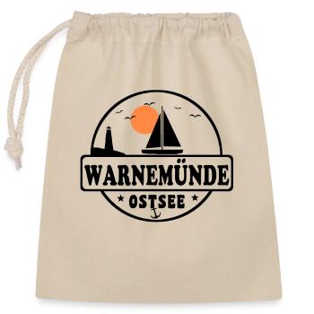 Warnemünde Segelboot - Verschließbarer Geschenkbeutel aus Baumwolle (25x30cm) - Natur - Vorne