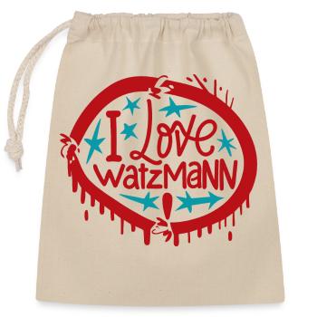 Watzmann Souvenirs Andenken Magneten Tassen - Verschließbarer Geschenkbeutel aus Baumwolle (25x30cm) - Natur - Vorne
