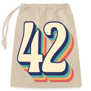 Vintage rétro T Shirt numéro 42 quarante-deux - Sac cadeau en coton avec cordon (25 x 30 cm) - nature - Devant