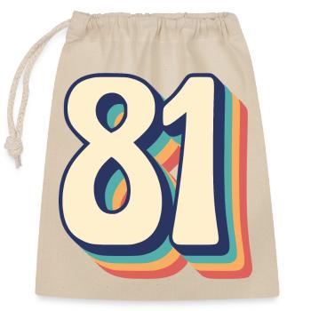 Vintage Retro T-Shirt Nummer 81 Eighty One - Verschließbarer Geschenkbeutel aus Baumwolle (25x30cm) - Natur - Vorne