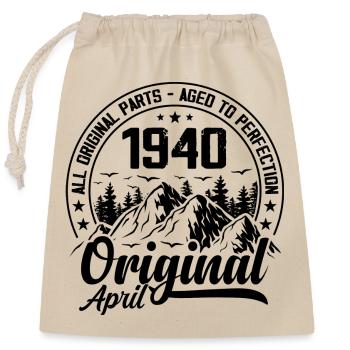 1940 April Original: 84 Years Anniversary Gift - Closable cotton gift bag (25x30cm) - nature - Front