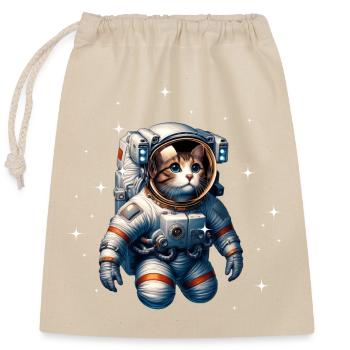 Eine Katze in einem Astronautenanzug - Verschließbarer Geschenkbeutel aus Baumwolle (25x30cm) - Natur - Vorne