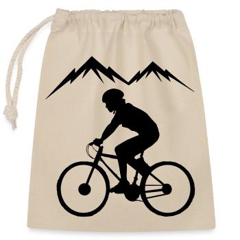Biker mountains background - Closable cotton gift bag (25x30cm) - nature - Front