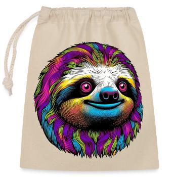 Sloth - Closable cotton gift bag (25x30cm) - nature - Front