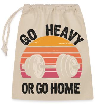 Barre Go Heavy ou Go Home Retro - Sac cadeau en coton avec cordon (25 x 30 cm) - nature - Devant