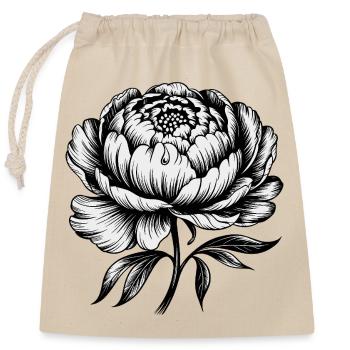 Pfingstrose: Elegante Blüte - Verschließbarer Geschenkbeutel aus Baumwolle (25x30cm) - Natur - Vorne
