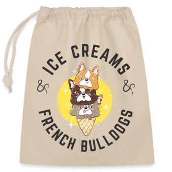 Bouledogue français IceCream Art - Kawaii Dog Lover - Sac cadeau en coton avec cordon (25 x 30 cm) - nature - Devant
