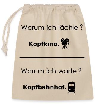 Kopfkino terminus station - Closable cotton gift bag (25x30cm) - nature - Front