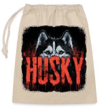 Chien husky – Hunde Portrait Design - Sac cadeau en coton avec cordon (25 x 30 cm) - nature - Devant