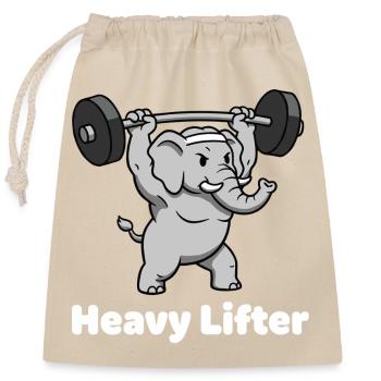 Heavy Lifter Elefant Krafttraining - Verschließbarer Geschenkbeutel aus Baumwolle (25x30cm) - Natur - Vorne
