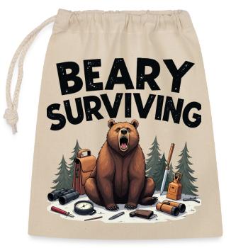 Beary Surviving : T-shirt Wilderness Gear - Sac cadeau en coton avec cordon (25 x 30 cm) - nature - Devant
