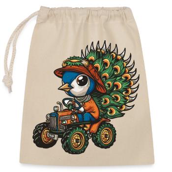 Éleveur de tracteurs à oiseaux paon - Sac cadeau en coton avec cordon (25 x 30 cm) - nature - Devant