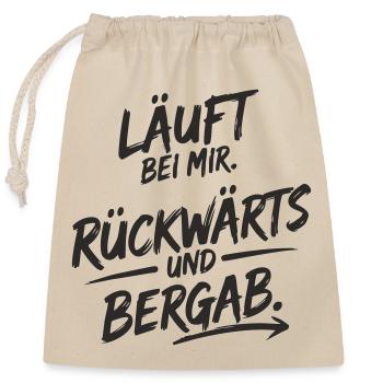 Course pour moi – en marche arrière et en descente - Sac cadeau en coton avec cordon (25 x 30 cm) - nature - Devant