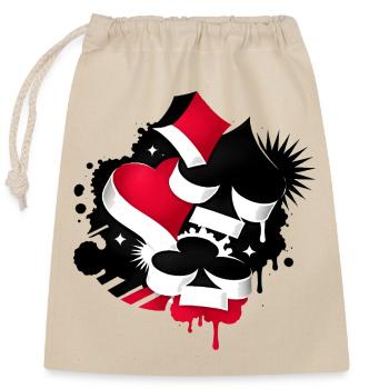 Poker Cards & Dice Casino Illustration - Closable cotton gift bag (25x30cm) - nature - Front