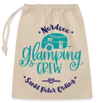 Sankt Peter Ording Camping Glamping Crew Nordsee - Verschließbarer Geschenkbeutel aus Baumwolle (25x30cm) - Natur - Vorne