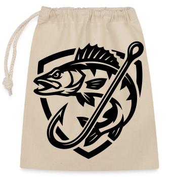 Icône de la pêche au brochet - Sac cadeau en coton avec cordon (25 x 30 cm) - nature - Devant
