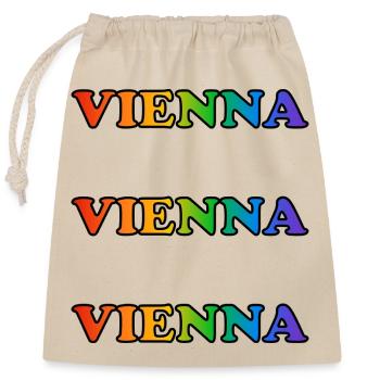 Vienna Rainbow Repeats - Closable cotton gift bag (25x30cm) - nature - Front