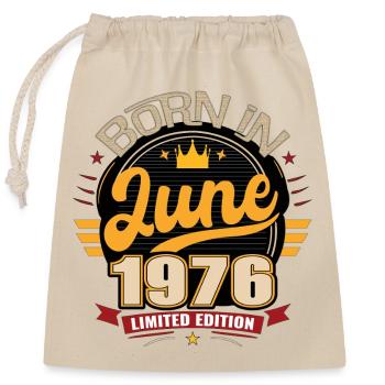 Born_in_June_1976 - Closable cotton gift bag (25x30cm) - nature - Front