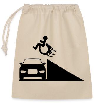 Rollstuhlfahrer springt über eine Rampe # - Verschließbarer Geschenkbeutel aus Baumwolle (25x30cm) - Natur - Vorne