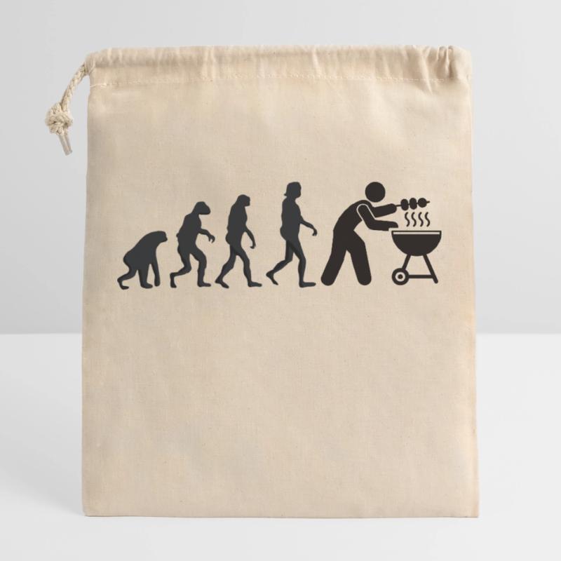 Barbecue - Human evolution Closable cotton gift bag (25x30cm)