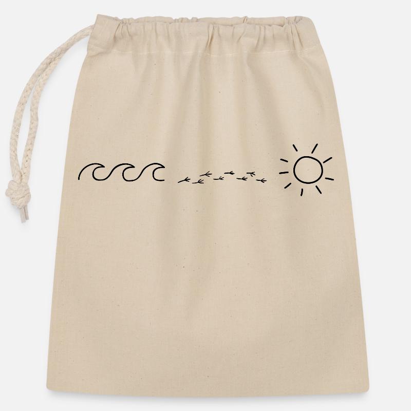 Soleil, eau, oiseaux - Sac cadeau en coton avec cordon (25 x 30 cm) - nature