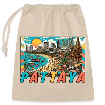 Pattaya Thailand Party Design - Verschließbarer Geschenkbeutel aus Baumwolle (25x30cm) - Natur - Vorne
