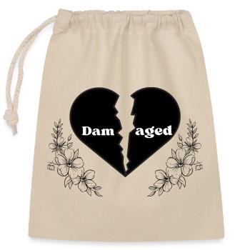 Split Heart Floral Border - Closable cotton gift bag (25x30cm) - nature - Front