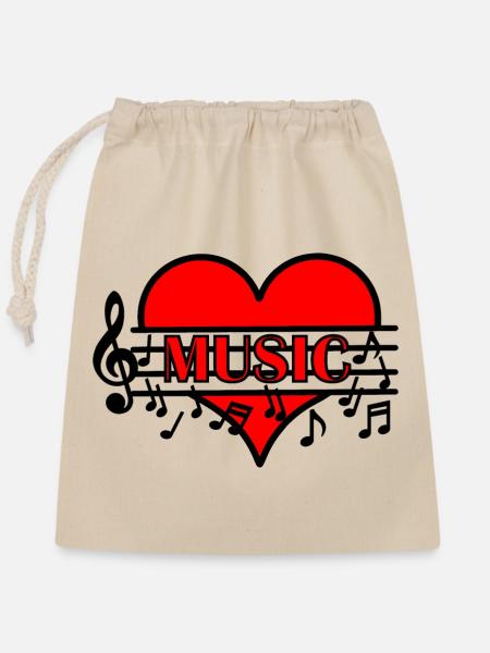 Ich liebe Musik - Verschließbarer Geschenkbeutel aus Baumwolle (25x30cm) - Natur