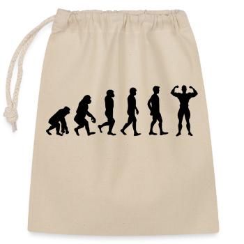 Evolution Bodybuilder schwarz - Verschließbarer Geschenkbeutel aus Baumwolle (25x30cm) - Natur - Vorne