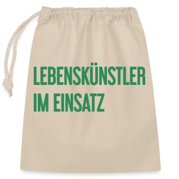 Lebenskünstler im Einsatz - Verschließbarer Geschenkbeutel aus Baumwolle (25x30cm) - Natur - Vorne