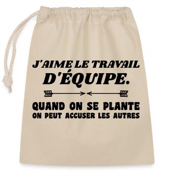 Teamwork - Closable cotton gift bag (25x30cm) - nature - Front