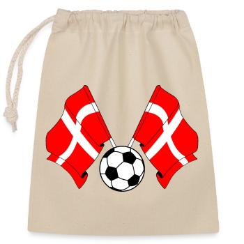 Two Danish flags crossed football Denmark - Closable cotton gift bag (25x30cm) - nature - Front