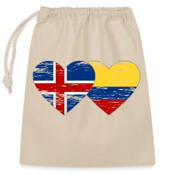 Islande Colombie drapeau coeur utilisé - Sac cadeau en coton avec cordon (25 x 30 cm) - nature - Devant