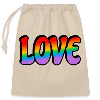 Amour arc-en-ciel rétro - Sac cadeau en coton avec cordon (25 x 30 cm) - nature - Devant