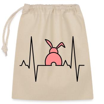 Lapin ludique avec des cœurs - Sac cadeau en coton avec cordon (25 x 30 cm) - nature - Devant
