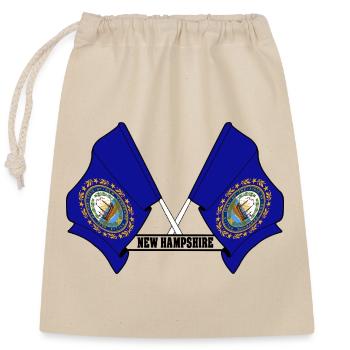 Two flags text NEW HAMPSHIRE - Closable cotton gift bag (25x30cm) - nature - Front