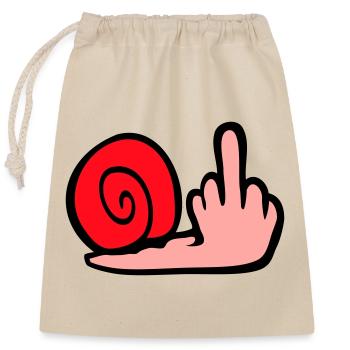 Schnecke Mittelfinger Beleidigung Wichser Fuck You - Verschließbarer Geschenkbeutel aus Baumwolle (25x30cm) - Natur - Vorne